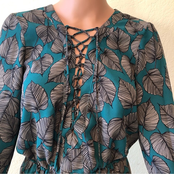 Mas Animale Overall Romper Women’s Size 36(XS/S) Green/Gray Long Flared Sleeves - Picture 4 of 16